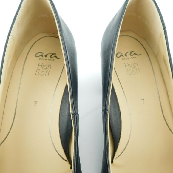 ARA HIGH SOFT Black Leather Block Heel Pumps 7UK / 9.5US - Picture 9 of 9